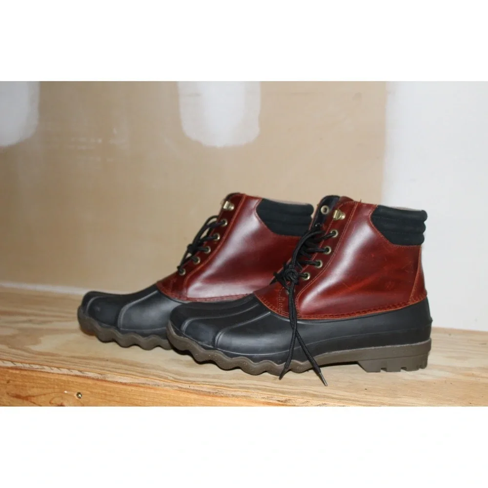 Sperry Top-Sider Avenue Duck Boots Mens 10.5 Brown‎ Black Leather STS10548